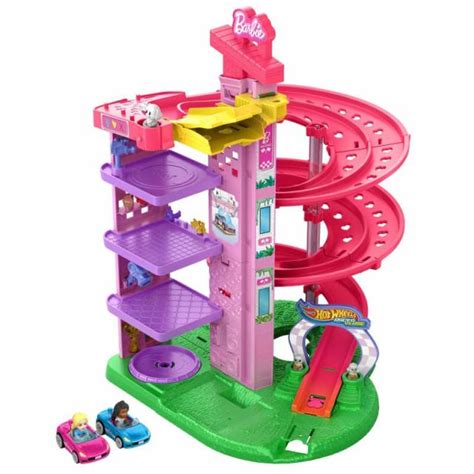 Hot Wheels Vehicles Playsets Racerverse Barbie Spiral Race Track Set With Malibu Brooklyn
