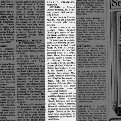 Obituary For DONALD CHARLES SWEENEY Aged 64 Newspapers