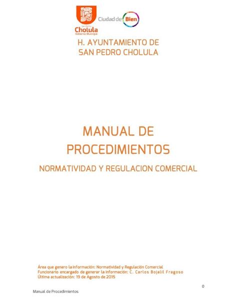 PDF MANUAL DE PROCEDIMIENTOS Cholula Gob Mxcholula Gob Mx