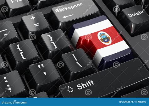 Costa Rican Flag Painted on Computer Keyboard. Online Business