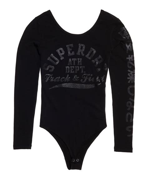 Womens Track And Field Athletic Bodysuit In Blackglitter Superdry