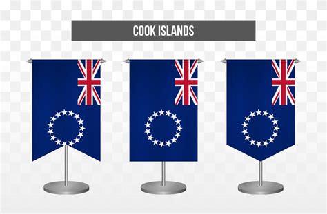 Premium Vector Realistic Vertical 3d Vector Illustration Desk Flags Of Cook Islands Isolated