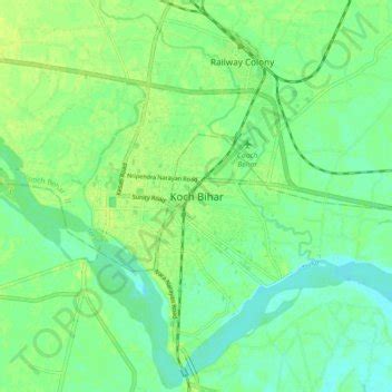 Cooch Behar topographic map, elevation, relief