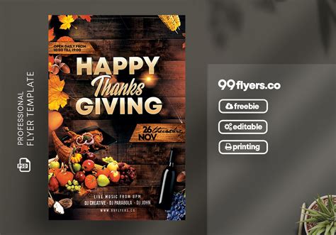 Thanksgiving Day Flyer Free PSD Template - 99Flyers