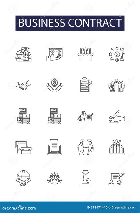 Business Contract Line Vector Icons And Signs Contract Deal Clause