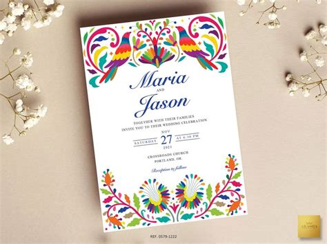 Mexican Theme Wedding Invitations Templates Mexican Style Etsy In