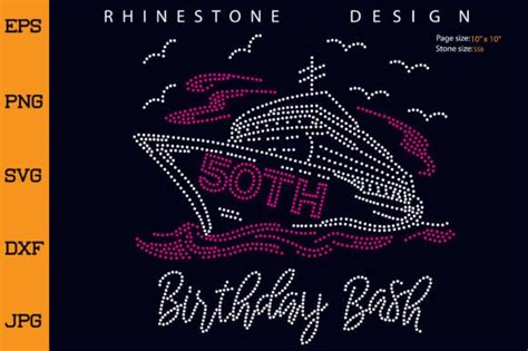 Cruise Birthday Bash Rhinestone Template Graphic By Creative Rhinestone