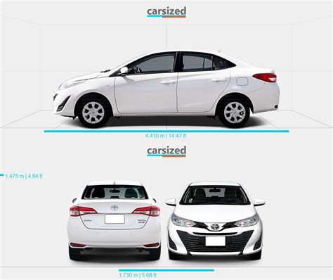 Toyota Yaris 2017 2022 Dimensions Side View