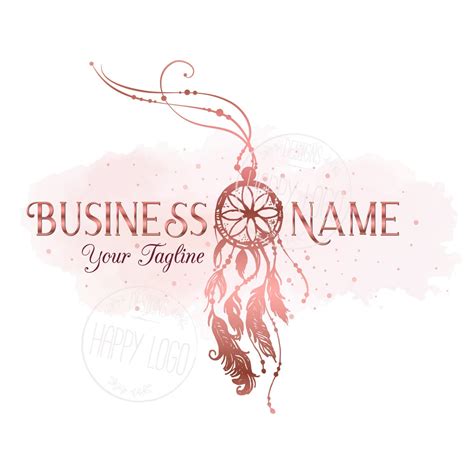 Dreamcatcher Logo Design Custom Logo Design Rose Gold - Etsy