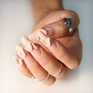 D Swirl Nude Press On Nails Home Manicure Reusable Fake Nails For