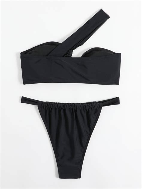Ba Ador Bikini Tanga Unicolor De Un Hombro Moda De Mujer Shein M Xico