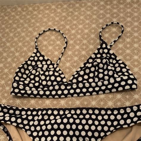 J Crew Swim Jcrew Navy And White Polka Dot Bikini Top Poshmark