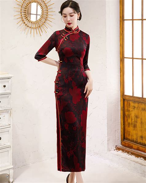 Chinese Style Long Qipao Dress High Slit Weqipao