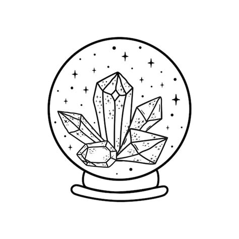 Premium Vector | Magic crystal ball with crystals crystal logo fortune ...