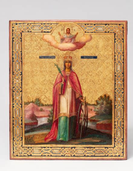 Купить старинную икону Святой Екатерины Александрийской в антикварном ...