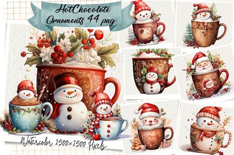 Watercolor Hot Chocolate Clipart Hot Cocoa Clipart Hot Chocolate Clipart Food Clipart Bundle