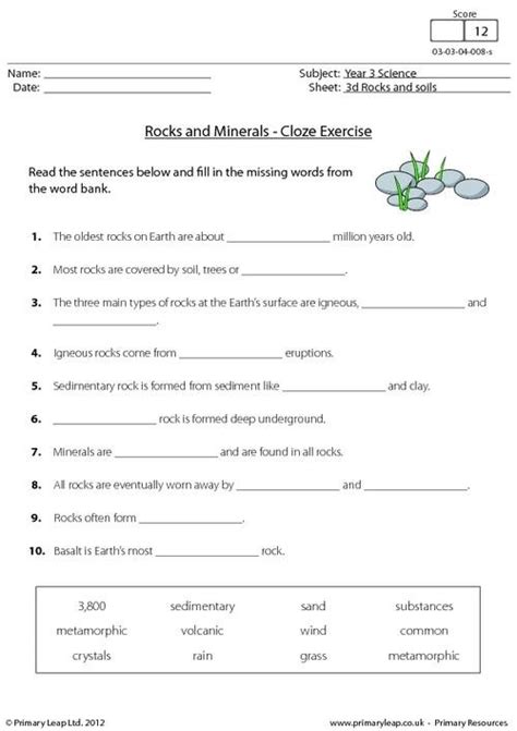 Rocks And Minerals 4th Grade Worksheets Worksheets Master