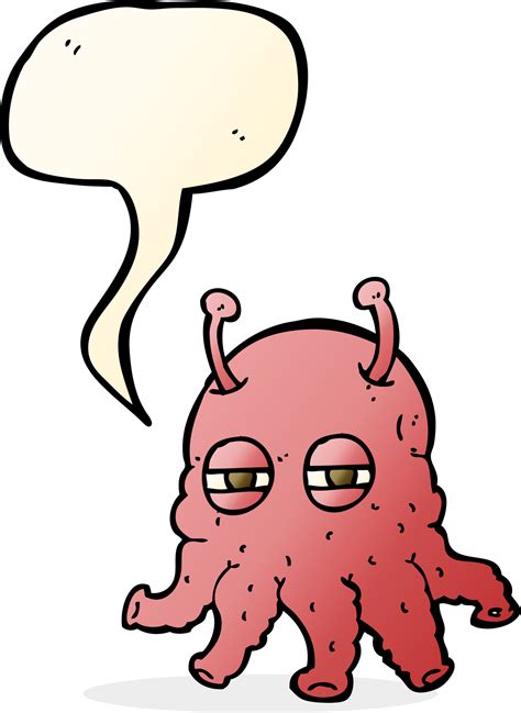 Cartoon Alien Face With Speech Bubble 44925260 Png