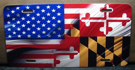 WAVING MARYLAND STATE Flag And American Flag Metal Novelty | Etsy