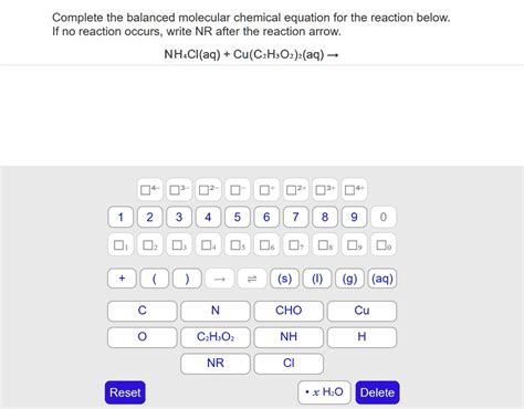 Solved Complete The Balanced Molecular Chemical Equation For The