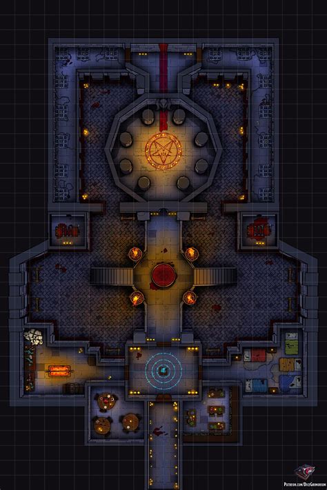 Baphomet Cultists Lair Battle Map 22x33 Rbattlemaps