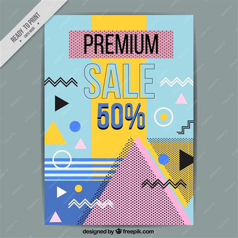 Free Vector | Memphis discount brochure