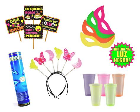 Kit Adere Os Festa Neon Brilha Na Luz Negra Balada Elo