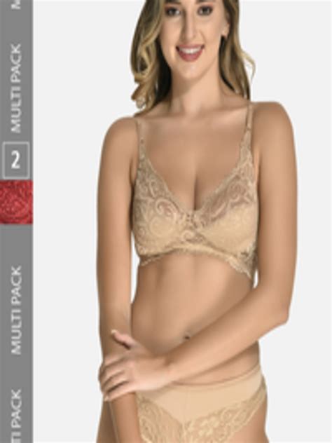 Buy StyFun Pack Of Self Design Lace Cotton Lycra Non Wired Non Padded Lingerie Set Lingerie