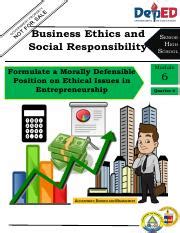 Besr Q Module Pdf Business Ethics And Social Responsibility