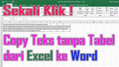 Cara Copy Teks Dari Excel Ke Word Tanpa Mengcopy Tablenya YouTube