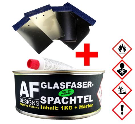 GFK Glasfaserspachtel 1kg Härter 4x Japan Spachtel Set 14 99