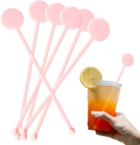 100pcs 7 Inch Cocktail Swizzle Sticks Pink Disposable