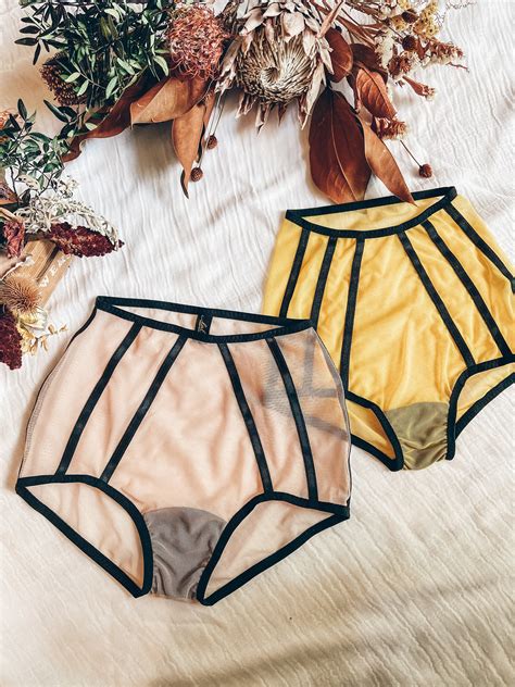 BETTY STRIPPED MESH High Waist Panties Custom Size Bikini Etsy