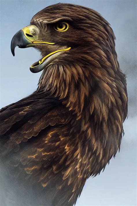 Portrait Golden Eagle On His Nest In The Mountains Stable Diffusion