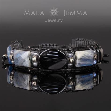 Браслет мужской из натуральных камней. Талисман на руку. Кожаный ...