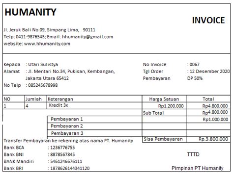 invoice pembayaran panduan lengkap  contoh membuat invoice bayar