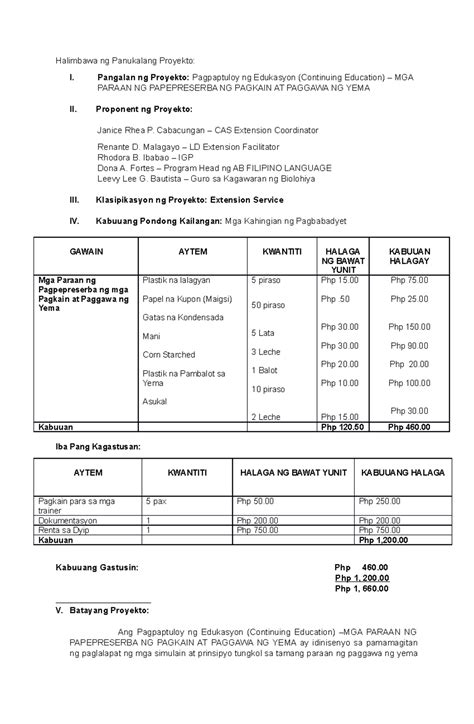 halimbawa ng panukalang proyekto pagpapatuloy ng edukasyon  yema