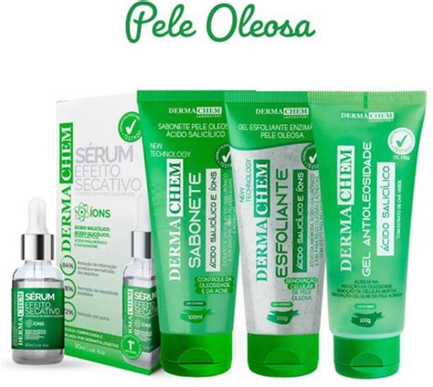 Kit Para Pele Oleosa - Kit Para Pele Oleosa - Sabonete, Gel, Esfoliante e Sérum efeito ...
