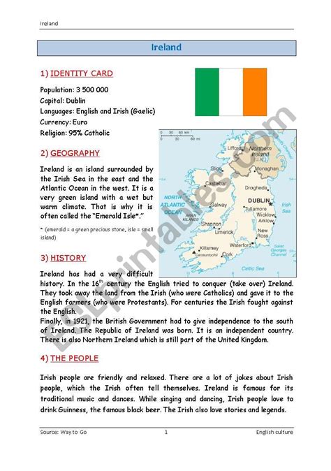 Ireland - culture - ESL worksheet by nessyfleur