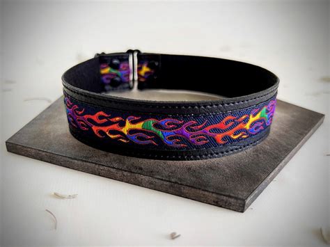 Rainbow Flame Gay Pride Month Choker Wide Black Lgbtq Collar Etsy