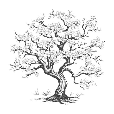 Premium Vector | Hand Drawn Sketch Cherry Blossom Tree Illustration