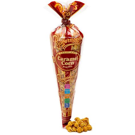 Popcornopolis Caramel Corn Popcorn 10-Ounce Cone | Candy Warehouse