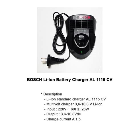 BOSCH 3.6V - 10.8V Li-Ion Battery Charger AL 1115 CV | eBay