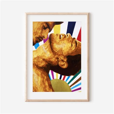 Gay Couple Kissing Watercolor Art Print Same Sex Couple Gift Etsy