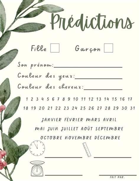 Jeu Pr Dictions Carton Pr Diction Shower De B B En Fran Ais Naissance