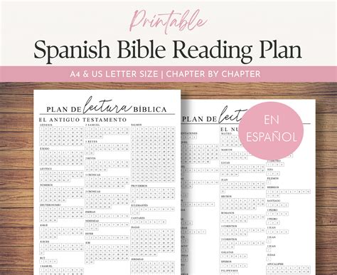 Spanish Bible Reading Tracker Printable | En Española Christian Chapter