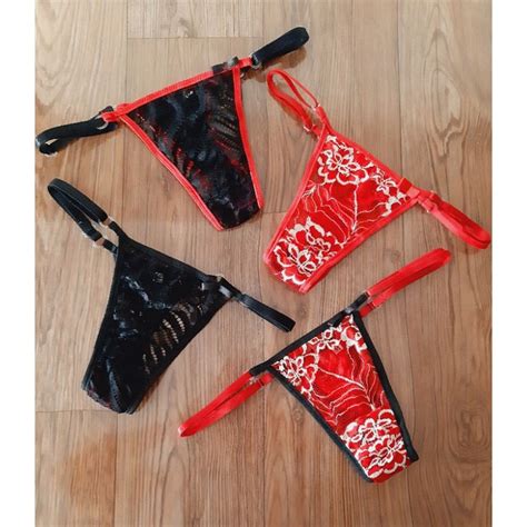 Kit Calcinha Fio Dental De Renda Lingerie B Sica Microfibra Sensual Tiras Shopee Brasil