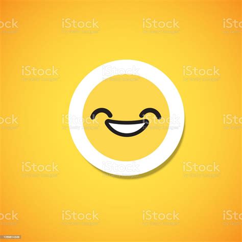 Yellow Cute Emoticon Sticker Vector Illustration Stock Illustration