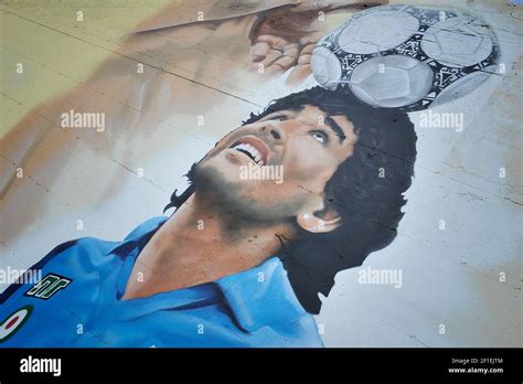 Mural Dedicated To Diego Armando Maradona In The City Of Caserta Ce