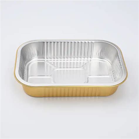 1000ml Disposable Smoothwall Food Containers Colored Aluminum Gold Foil Trays Food Pans With